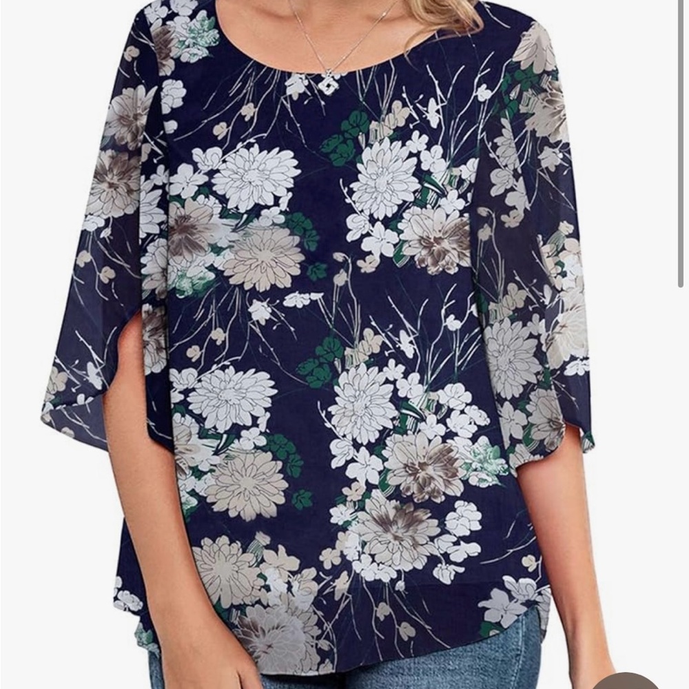 Neineiwu 3/4 Sleeve Chiffon Blouse - Dry Cleaned
